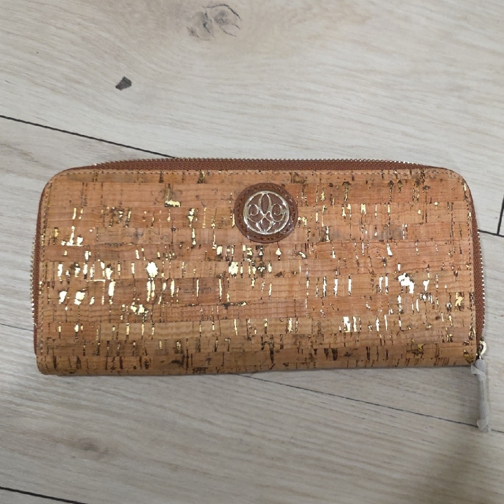 Gold and Tan Women's Wallet